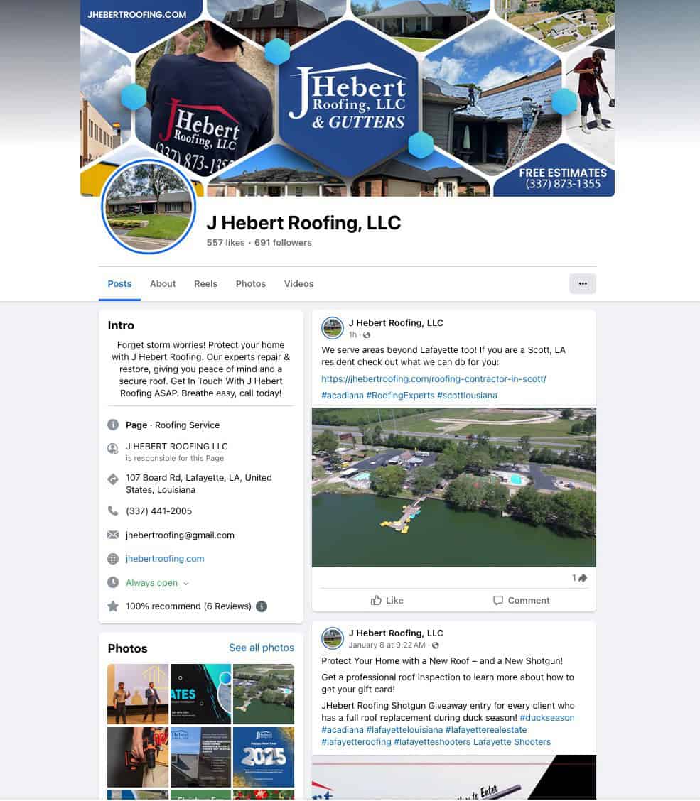 jhebert roofing facebook business profile